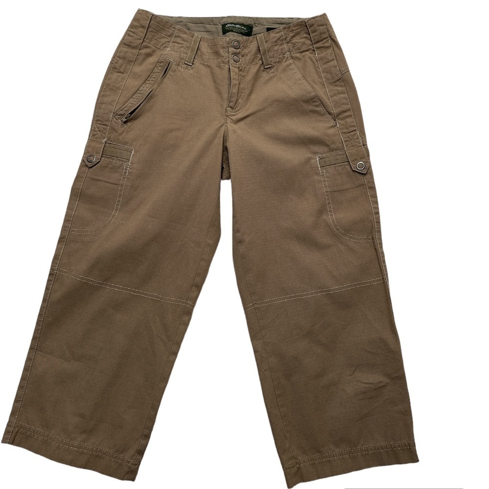 Eddie Bauer Blakely Fit Rip Stop Cropped Cargo Camp Travel Pants Cotton Size 2 P